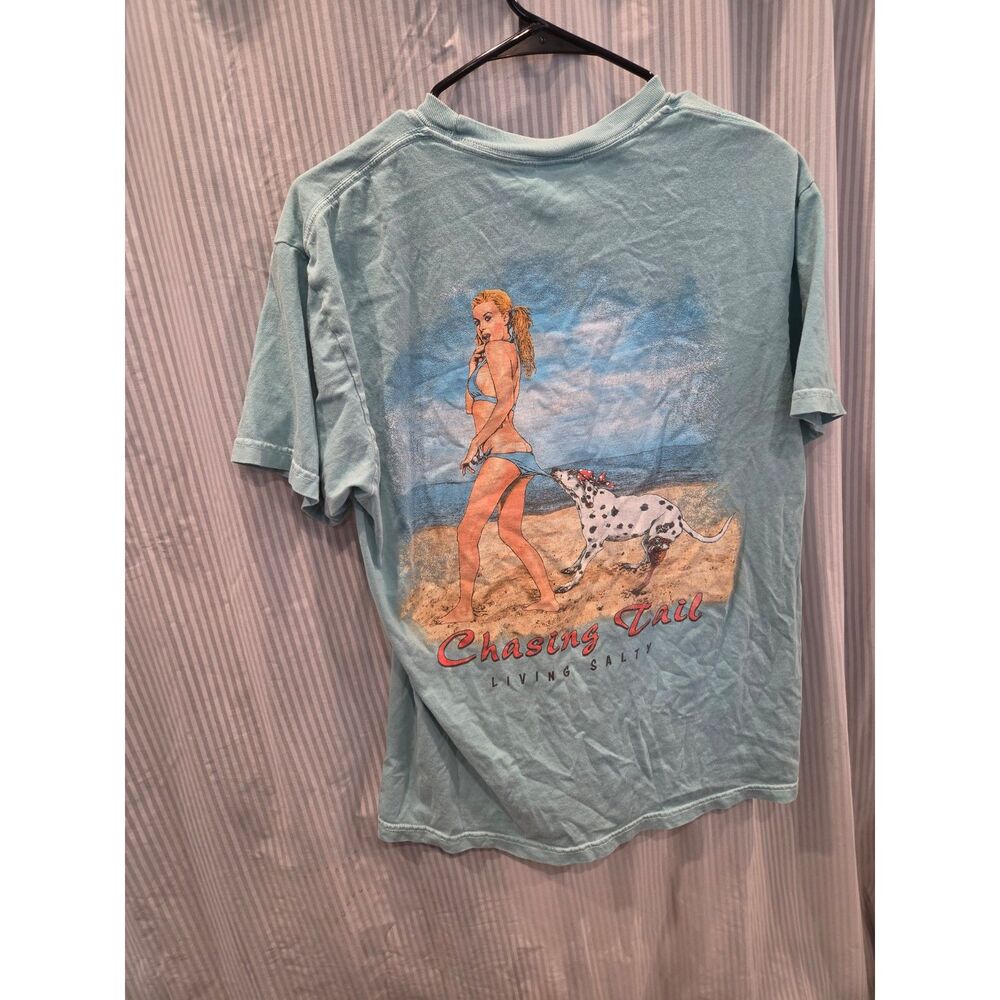 Sea Dog 'Chasing Tail' Graphic T Shirt Chalky Mint Green Unisex Large